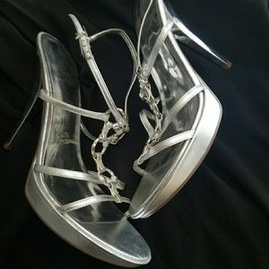 Guess Silver Strappy High Heels